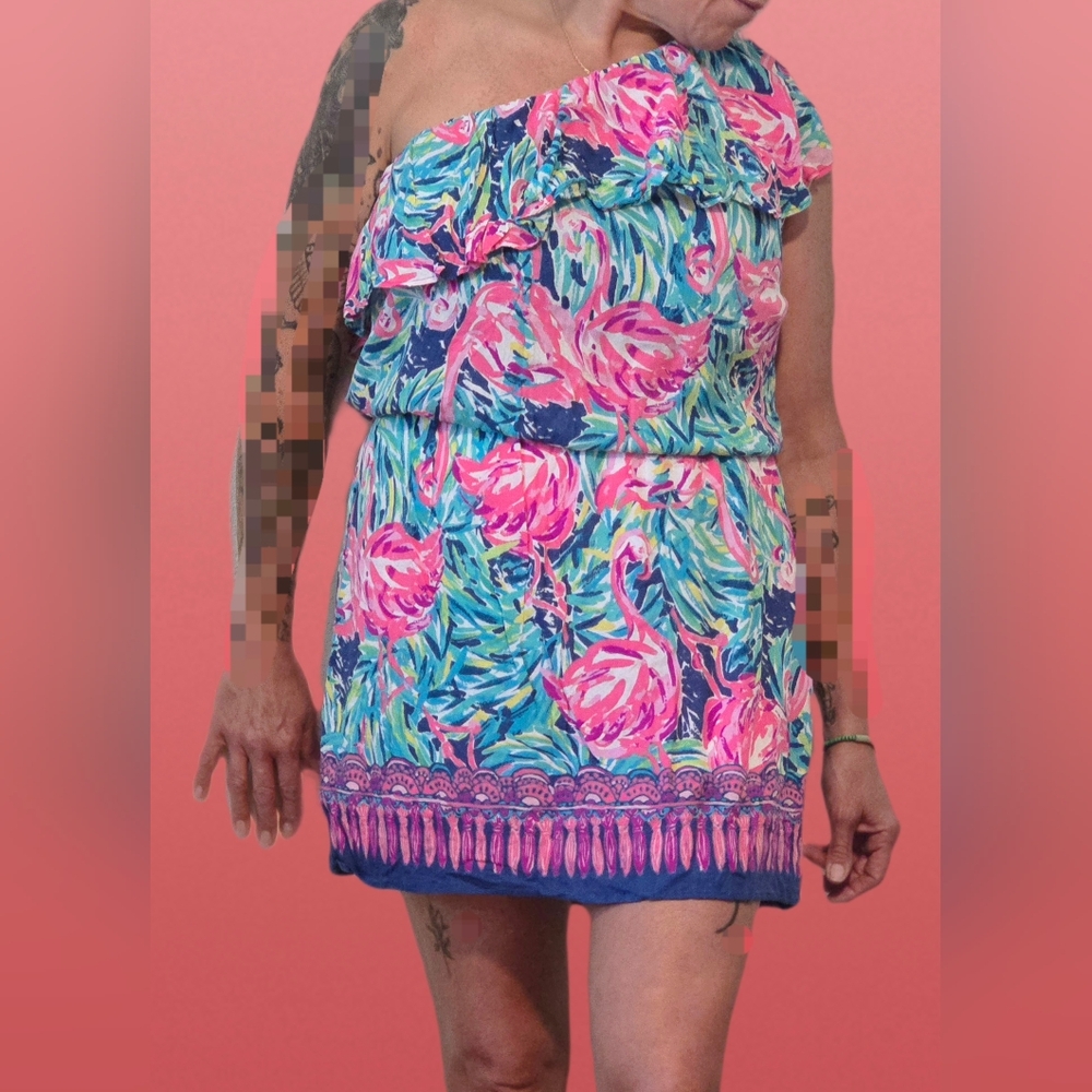 Lilly Pulitzer Flamingo Pink and Blue Women's  In near-perfect condition. 

Mode